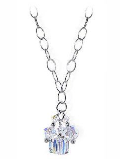 Sterling Silver Clear Crystal Oval Shape Chain Necklace 24 inch Made with Swarovski Elements Jewelry