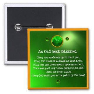 An Old Irish Blessing Shamrock Buttons