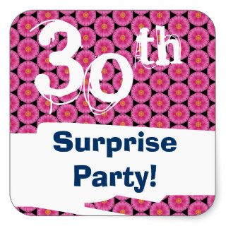30th Surprise Birthday Party Pink Pattern Template Stickers