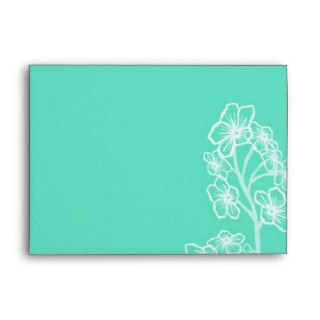 Turquoise Modern Floral Wedding Envelope