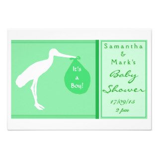 Stork Delivery Pastel Green Any Gender Baby Shower Announcement