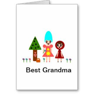 Little Red Riding Hood and Grandma Among the Flowe Cards