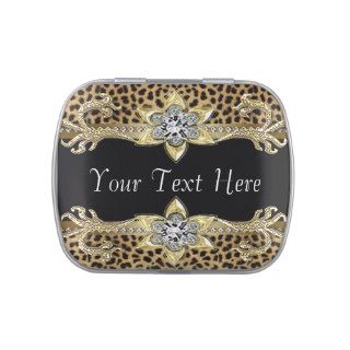 Custom Black and Gold Leopard Corporate Candy Jelly Belly Tins