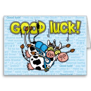 good luck   cows skydive tandem card