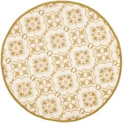 Hand hooked Chelsea Harmony Ivory Wool Rug (4' Round) Safavieh Round/Oval/Square