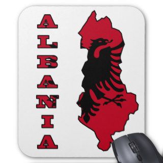 Albanian Flag in Outline Map of Albania Mousepad