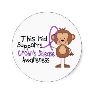 This Kid Supports Crohns Disease Awareness Round Stickers
