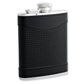 Black PU Carbon Fiber 6oz Flask w/Funnel Jewelry
