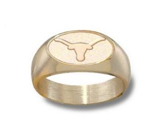 Texas Longhorns Oval "Longhorn" 3/8" Men's Ring   14KT Gold Jewelry (Size 10 1/2) Clothing