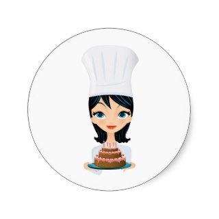 Woman chef Birthday cake Sticker