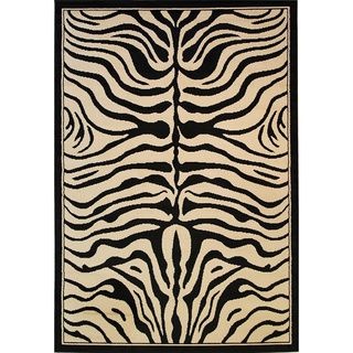 Ivory Zebra Animal Print 6'7 x 9'3 5x8   6x9 Rugs