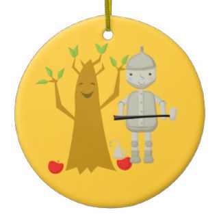 Tin man next to Talking Tree Christmas Ornament