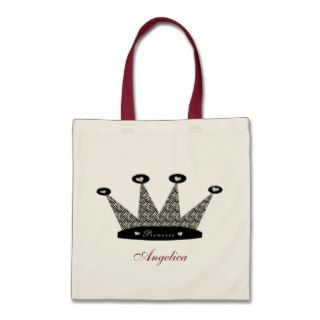 Personalized Zebra Princess Crown Tote Bag