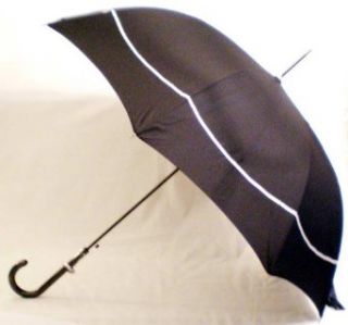Ladies Black Umbrella, Classic Designer Automatic Push Botton Stick Rain or Sun Umbrellas (Great Gift Idea for Women & Girls) Clothing