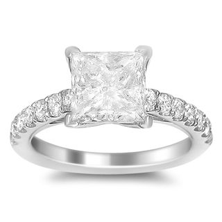 18k White Gold 5ct TDW Certified Princess Cut Solitaire Diamond Ring (H I, I1) One of a Kind Rings