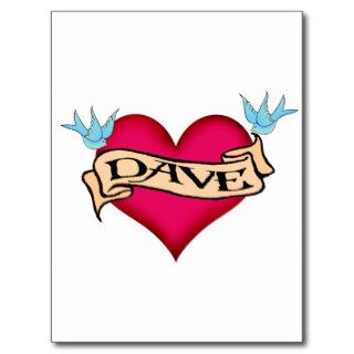 Dave   Custom Heart Tattoo T shirts & Gifts Postcard