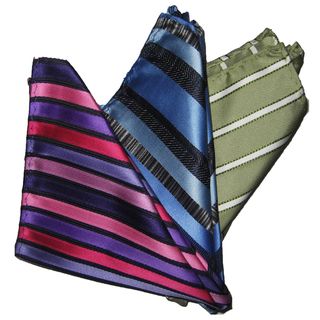 Dmitry Men's Silk Purple/Blue/Light Green Pocket Squares (Pack of Three) Dmitry Ties