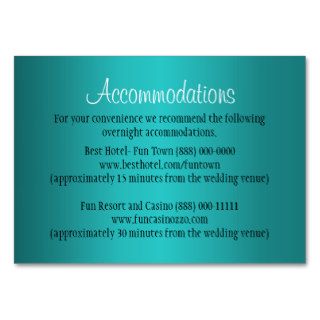 Teal Wedding Accommodation   Reception Cards Business Card Template