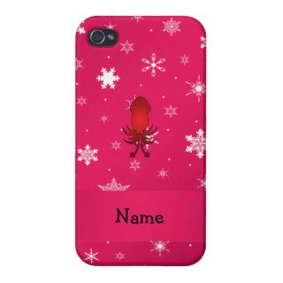 Personalized name squid pink snowflakes iPhone 4 cover