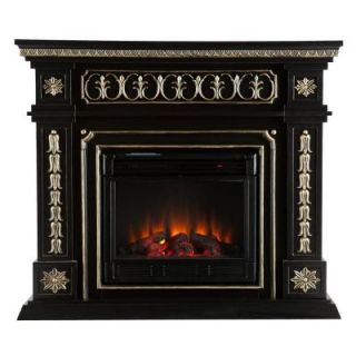 Southern Enterprises Donovan 47 in. Electric Fireplace in Black with Gold Accents FE9661