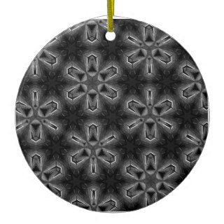 Black and white kaleidoscope print christmas tree ornaments