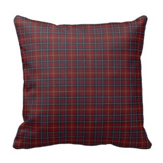 Dark Red and Navy Rustic Plaid Square Throw Pillow