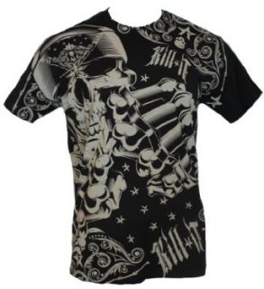 Kill It Brand MMA Mens T Shirt   Brass Knuckle Brandishing Skeleton Clothing
