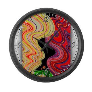 Large Wall Clock Illuvial Canyons Psychedelic Neon Plasma Waves in Space by Dig Space Art  