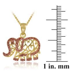 DB Designs 18k and Rose Gold over Silver Champagne Diamond Elephant Necklace DB Designs Diamond Necklaces