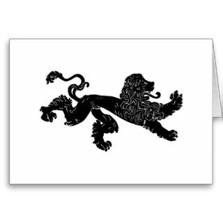 Heraldic Prancing Lion Illustration Card