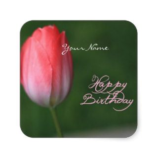 happy birthday red tulip flower stickers