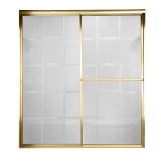 American Standard AM00.750438.094 Prestige 58" Tall Framed, bypass, Hammered Glass Shower Door   Fits 57 1/2" to 5, Gold   Shower Bases  