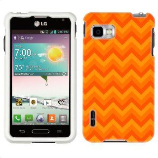 T Mobile LG Optimus F3 Chevron Orange Zig Zag Pattern Phone Case Cover Cell Phones & Accessories