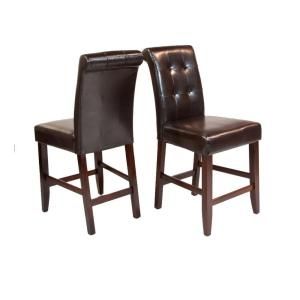 Simpli Home Cosmopolitan Deluxe 24 in. Dark Brown Tufted Counter/Bar Stool (2 Pack) DISCONTINUED INT AXCCOS BRSTL 24