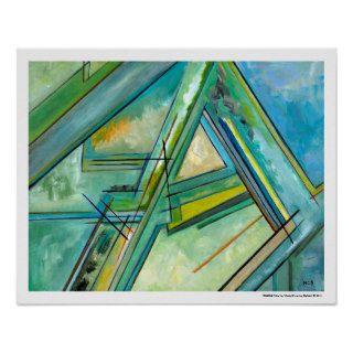 Blue Green Abstract Map Décor G88GLE Poster Map