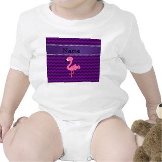 Personalized name pink flamingo purple chevrons tee shirts