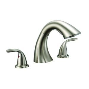 Glacier Bay Builders 2 Handle Non Deckplate Roman Tub Faucet with Hand Shower in Brushed Nickel DISCONTINUED FR2P4000BNV