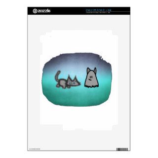 Cat Follows His Ghost Friend Decals For iPad 2