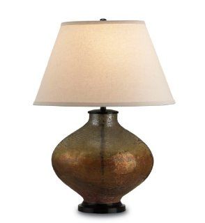 Currey Company 6933 Table Lamps with Bone Linen Shades, Art Glass W and Patina Finished    