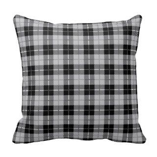 Black and Grey Plaid Throw Pillow