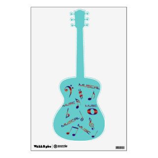 Blue Guitar Music Notes and Words Wall Graphics