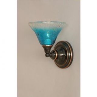 Wall Sconce w Teal Crystal Glass Shade    