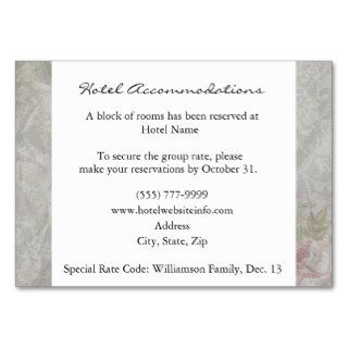Vintage Gray Rose Hotel Accommodation Cards Business Card Templates