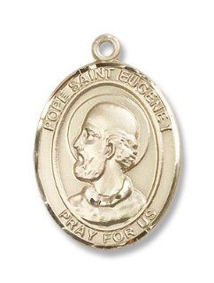 Gold Filled Pope Saint Eugene I Medal Pendant Charm with 24" Gold Filled Chain in Gift Box Jewelry