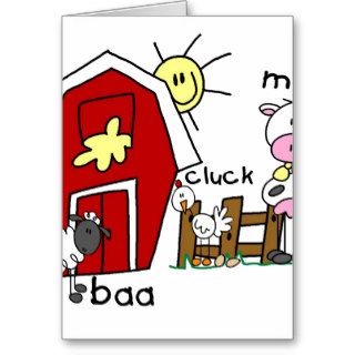 Stick Figure Farm Animals Card