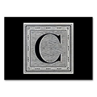Block Letter "C" Woodcut Woodblock Initial Business Card Templates