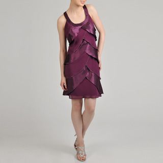 S.L. Fashions Women's Sleeveless Asymmetrical Tiered with Sequin Trim Dress S.L. Fashions Evening & Formal Dresses