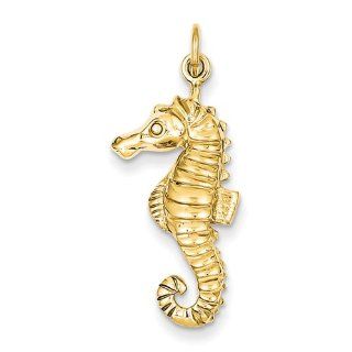14K Yellow Gold Seahorse Charm Jewelry