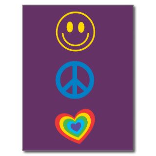 Smiley Face Peace Love Postcard