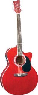 Jay Turser jta 444 cet tr  Acoustic electric Guitar, Transparent Red Musical Instruments